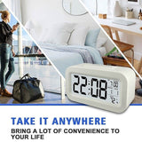 Digital Bedside LED Snooze Alarm Clock Time Temperature Day/Night Desktop White