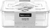 Boxsweden Crystal 4PC Storage Container Set Clear Plastic Organiser Tray Box