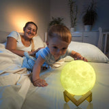 3D Printing Moon Lamp USB LED Night Light Moonlight Touch Color Changing 15cm