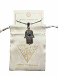 Hamsa Hand and Evil Eye Pendant Necklace Silver Lucky Protection Success Eye