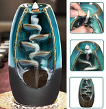 Smoke Backflow Mountain Waterfall Ceramic Incense Burner Holder  110 Cones