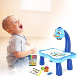 1x Kids Drawing Projector Table Projection Drawing Board Educational Toy - Blue