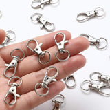 100pcs Swivel Clasps Lanyard Snap Hooks with Key Ring Key Chain Clip Silver