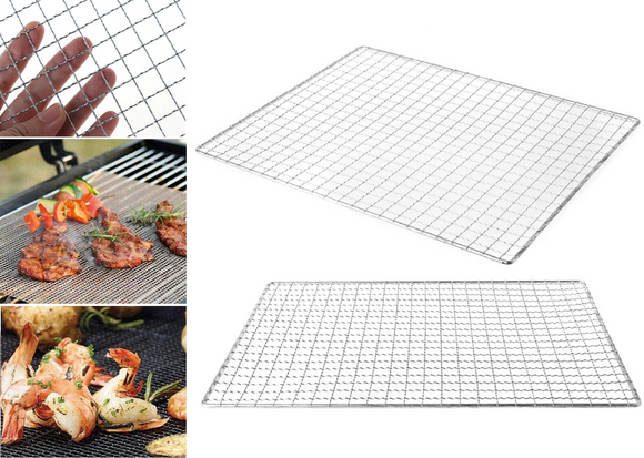 2PCS BBQ Grill Mesh Camping Cooking Hibachi Yakitori Stainless Steel 44x26cm