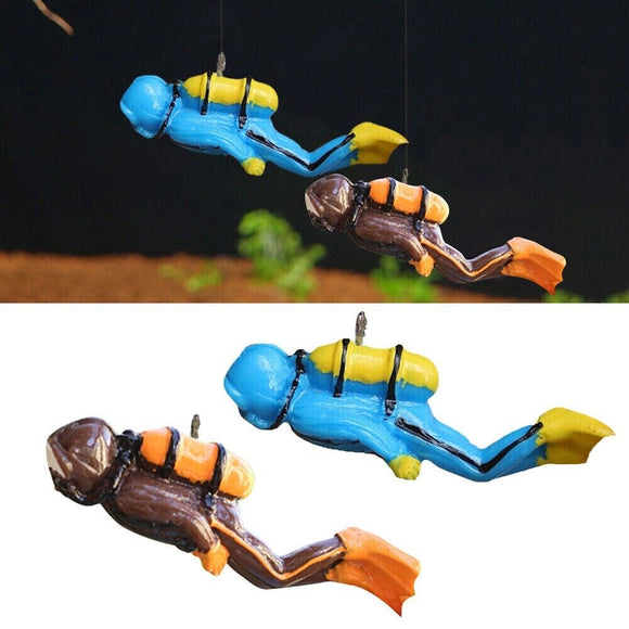 Set with 2 Diver Fish Tank Aquarium Ornament Simulation Aquarium Decoration