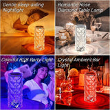 Crystal Lamp 16 Colour Changing RGB Night Light Touch Lamp Romantic LED Decor