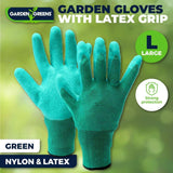 1 Pair Garden Gloves Latex Grip Garden Greens Durable Comfortable Adult Size