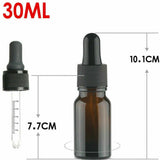5pcs Amber Glass Liquid Dropper Reagent Eye Pipette Essential Oils Bottle -30ml
