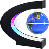 Magnetic Levitating Floating Rotating World Map LED C-Shape Lamp Home Desk Blue