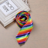 Skinny Rainbow Tie Wedding Slim Gay Pride Fancy Dress LGBT Party Mardi Gras