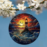 Lighthouse Suncatcher Acrylic Window Colorful Hanging Home Decor 15cm- Style 01
