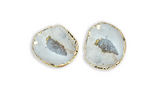 Natural Geode 1 Pair Earring Studs Gold Gemstone Crystal Healing