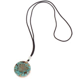 Orgonite Energy Lotus Pendant Necklace Turquoises Reiki Om Yoga EMF Sri Yantra