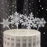 4pcs Snowflake Cake Toppers Acrylic Christmas Cupcake Decorations Party Decor