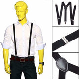 Suspenders One Size Fully Adjustable Y Shaped Elastic Braces Strong Clips Black