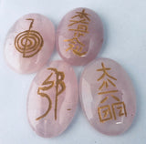 4PC Stones Heiki Master Symbols Set Rose Quartz With 1 Pouch Bag
