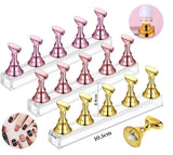 2 Sets Acrylic Nail Art Practice Display Stand Magnetic Tips Holders Assorted