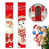Merry Christmas/Welcome NewYear Sign Oxford Cloth Xmas Door Banner Wall Hanging