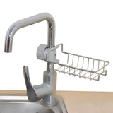 Kitchen Sink Faucet Shelf Sponge Dish Cloth Holder Rack Storage Organizer Silver