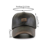 Men Hats Baseball Caps PU Leather Outing Cap Fashion Casual Adjustable - Black