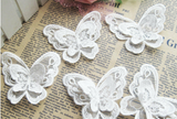 10pcs White Flower Lace Butterfly Applique Trims Embroidery Motif Craft Sewing A