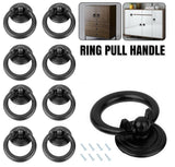 8x Black Ring Pull Handle Cabinet Knob Drawer Dresser Cupboard Drop Zinc Alloy