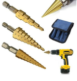 3pcs HSS Steel Step Cone Drill 3-12/4-12/4-20mm Titanium Bit Set Hole Cutter