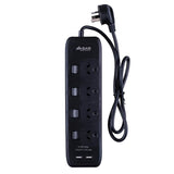 Power Board 4 Outlets w/ Individual Swith Surge Protection & 2 USB Ports -BLK 1M