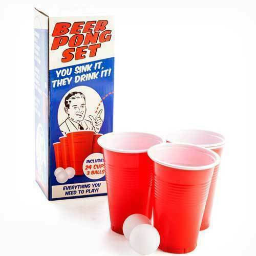 Beer Pong Drinking Game Set Kit 24 Cups 3 Balls Party Pub BBQ