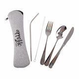 Appetito Traveler's 5 Piece Stainless Steel Cutlery Set w/ Pouch Camping Picnic