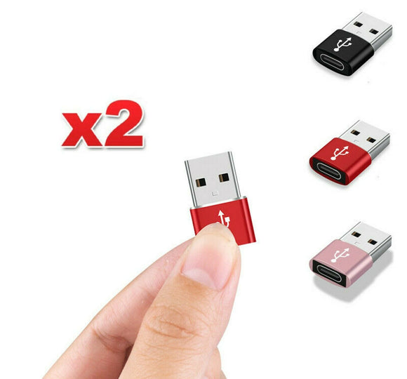 2X USB C Type C Female to USB Type A Male Port Converter Adapter Assorted