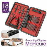 18PCS Tools Pedicure Kit Set Stainless Steel Nail Grooming Clippers Manicure