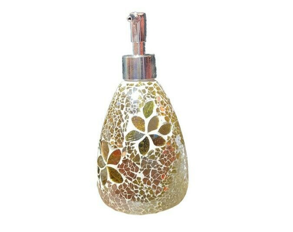 Frangipani Glass Mosaic Soap Dispenser Pump Bottle Soap Holder Crystal Colourful
