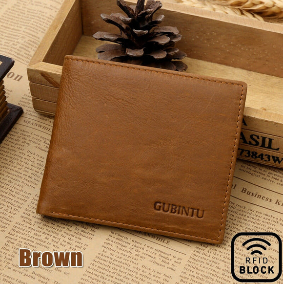 RFID Blocking Men Wallet Genuine Leather Bifold Credit Card Cash Brown