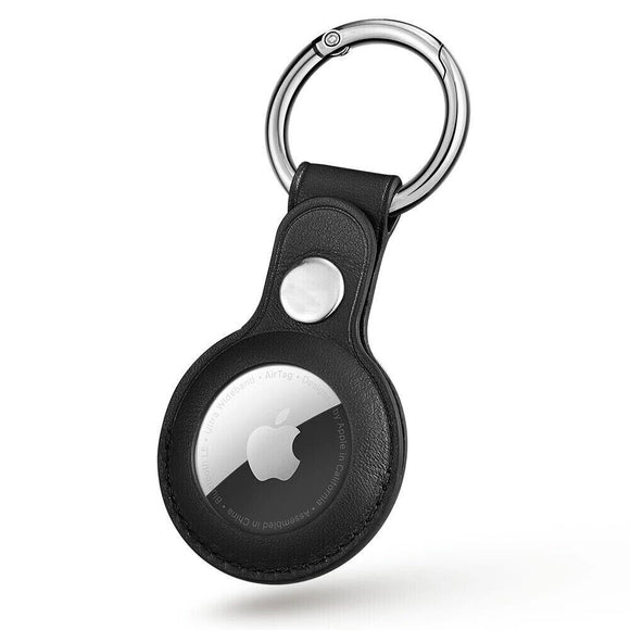 Apple AirTag Leather Case Protective Cover Location Tracker Air Tag Holder Black