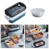 Bento Box Lunch Containers Food Microwave Stainless Portable Dinnerware Blue