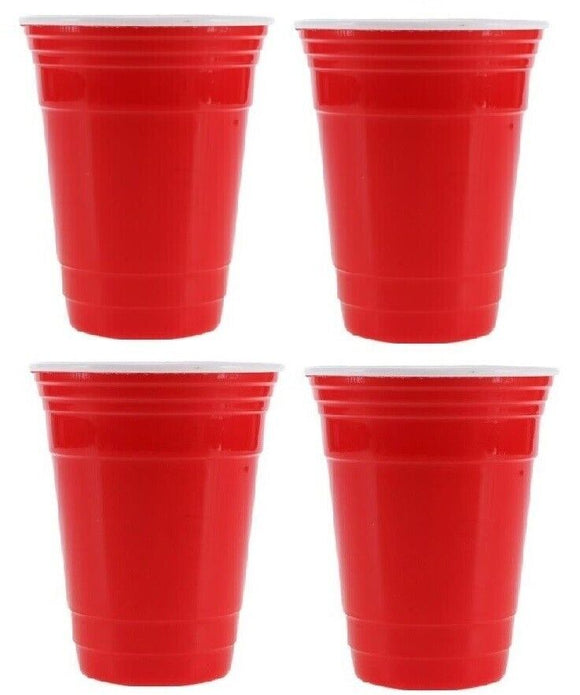 4x Cups Reusable Red Lightweight High Quality Durable Party Picnic -500ml RED