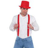 Suspenders One Size Fully Adjustable Y Shaped Elastic Braces Strong Clips Red