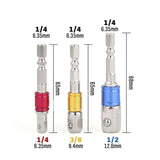 Socket Adaptor Set Driver Hex Shank Drill Bits 1/2" 1/4" 3/8" Impact Driver