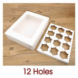 10x Cupcake Boxes 12 Holes Clear Window Cupcake Display Boxes Muffin Cup Wedding