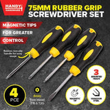 4pc Screwdriver Handy Hardware Set Rubber Grip Magnetic Tips DIY Tradies Repairs