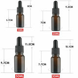 5pcs Amber Glass Liquid Dropper Reagent Eye Pipette Essential Oils Bottle -10ml