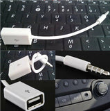 2x Male Cable Plug AUX Jack 3.5mm Audio to USB Female Converter Cord Car Player