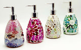 Pink Aztec Glass Mosaic Soap Dispenser Pump Bottle Holder Crystal Colourful