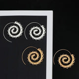 Exaggerated Large Spiral Earrings Swirl Gear Heart Shape Ear Jewelry -Silver