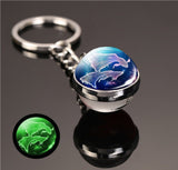 1x Keychain Constellation Keyring Luminous Glass Ball Pendant - Pisces