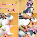Adjustable Bunny Traction Rope RunningWalkingPet Rabbit Soft Harness Leash Pink