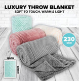 Soft Cosy Blanket Flannel Fleece Jacquard 180cm x 220cm - Pink