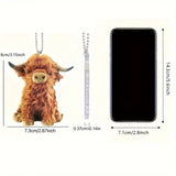 Highland Cattle Car Mounted Rearview Mirror Pendant Backpack Gift Hanging Decor