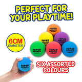 6PCE Super Bounce Hand Balls Party Central 6cm Diameter Playtime Endless Fun Ind